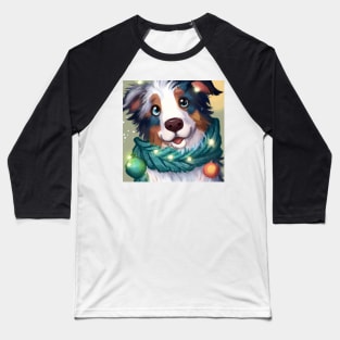 Cute Australian Shepherd Drawing Baseball T-Shirt